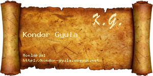 Kondor Gyula névjegykártya